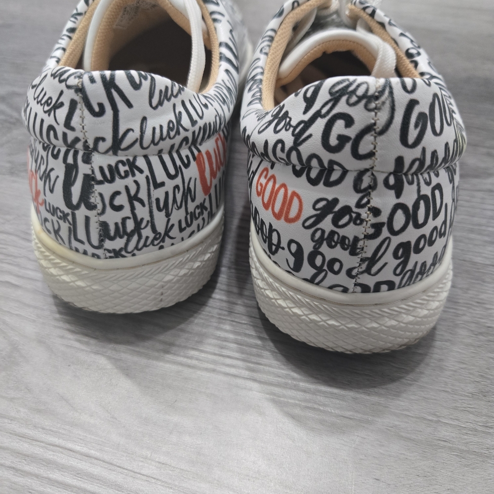 White and Black Graphic Sneakers - Picture 3 of 5